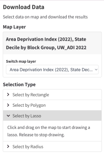 Select data by lasso option chosen
